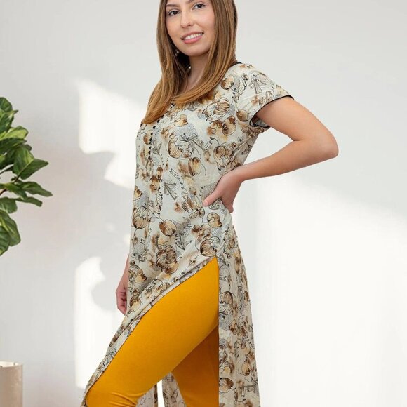 White Floral Print Kurta, Tranquil Threads | Muvvas Boutique - Picture 3 of 9